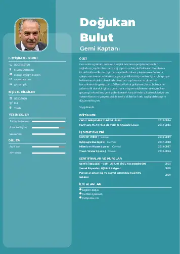 Gemi Kaptanı CV Örnekleri cv indir